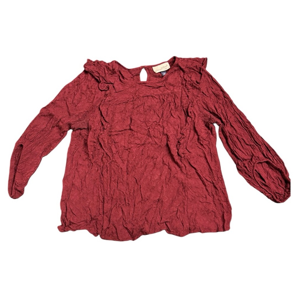 Universal Thread Burgundy Ruffled Shirt Top